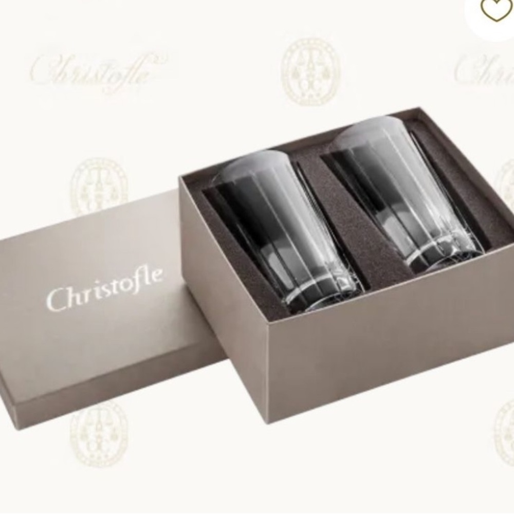 NIB sealed box - Christofle set of two French crystal highball glasses